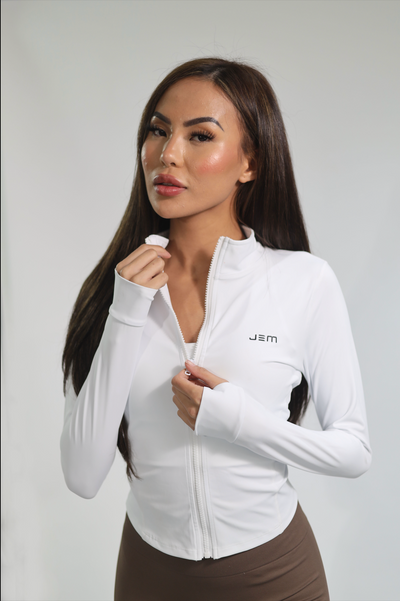 soft smoothing zip jacket - WHITE