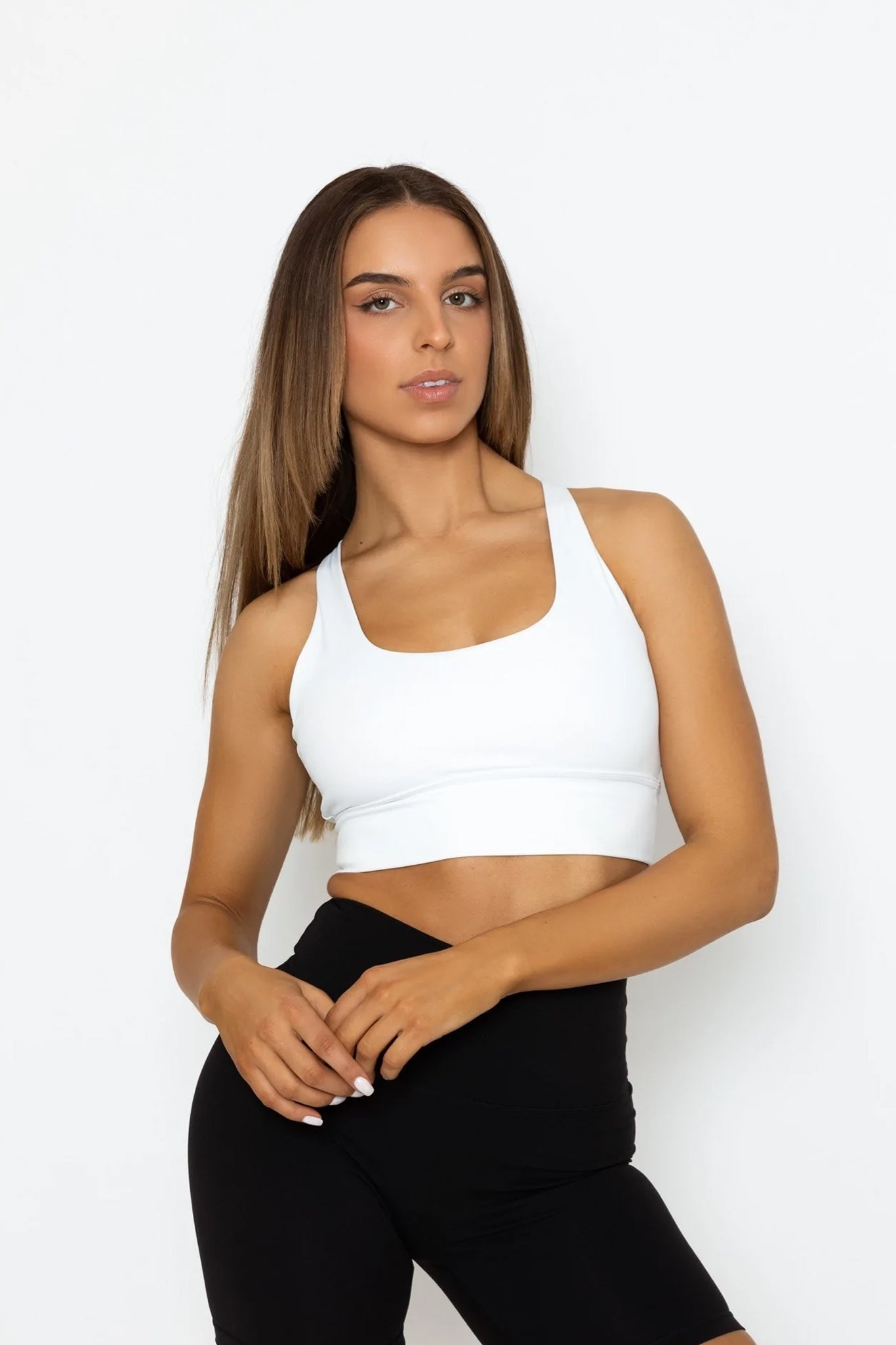 Square neck sport bra - white